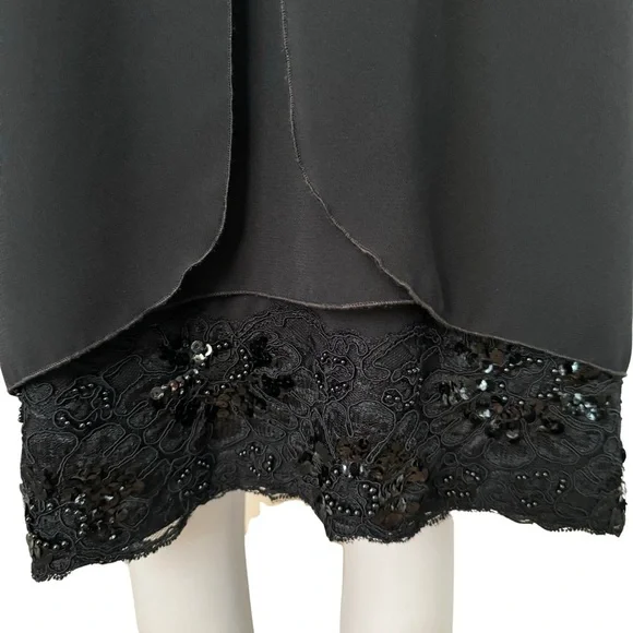 CATTIVA Vintage Crepe Embellished Black Formal Dress Long Sleeve - Picture 6 of 15